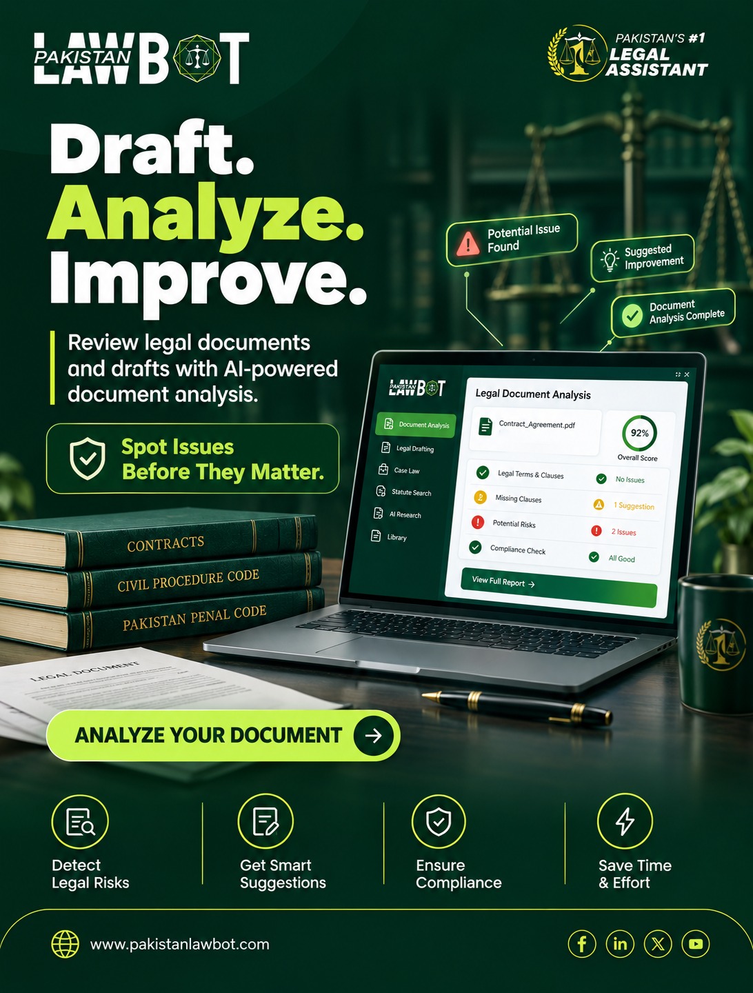 Pakistan Law Bot social creative about document analysis
