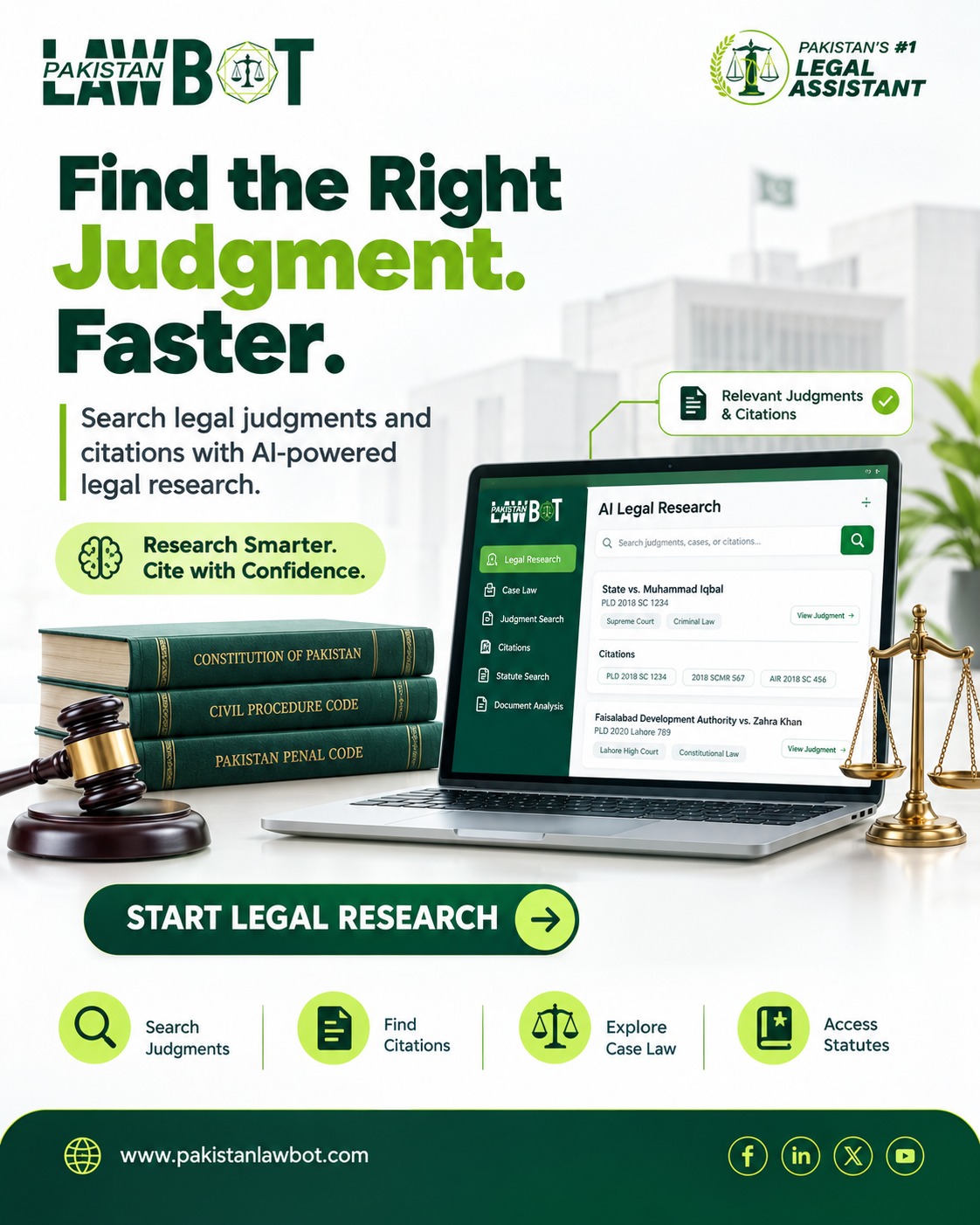 Pakistan Law Bot social creative about faster legal research