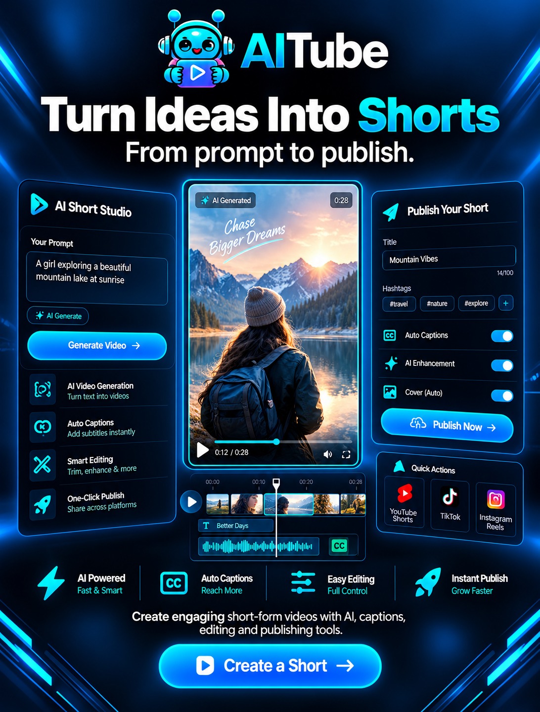 AITube social creative showing prompt-to-short-video creation