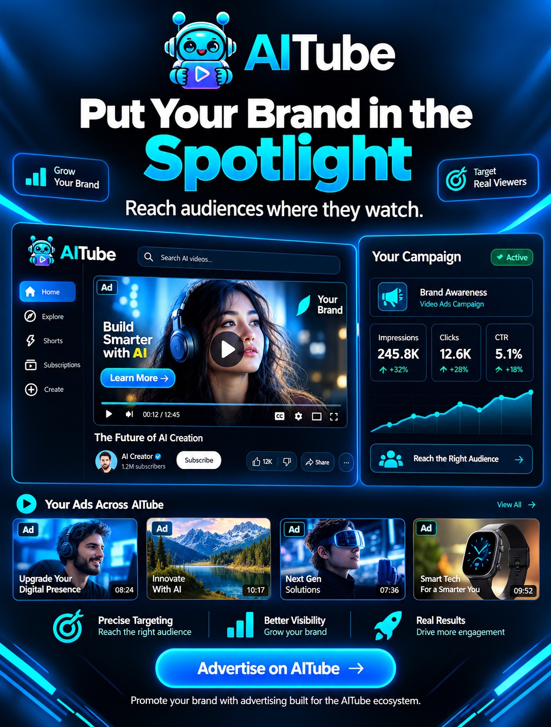 AITube social creative for Spotlight publishing and audience reach
